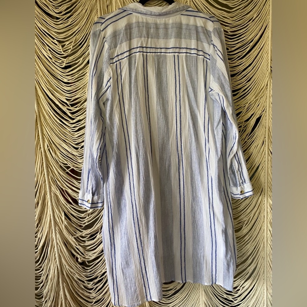 Blue Island 100% Cotton Embroidered Beach Tunic Swim Cover M - Picture 5 of 13